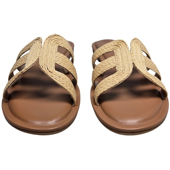 The Drop Monika Natural Raffia Slide Sandals Tan Womens Size 13 EU 44 - Picture 2 of 7